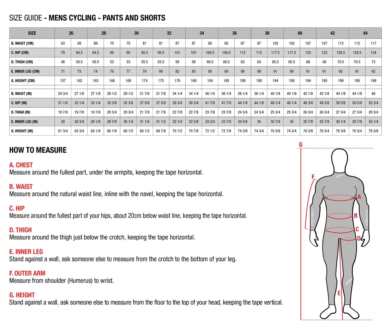 AS Pant and Shorts sizing 2022